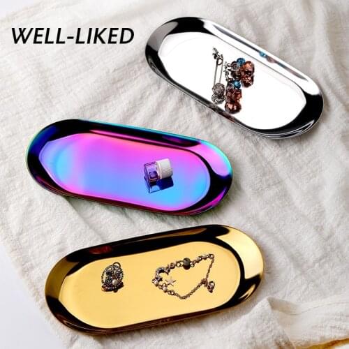 Oval Stainless Steel Plate Storage Tray 17.9*8.5 CM Smoking Accessories Tobacco Gold Rolling Paper Tray DIY Cigarette Tools