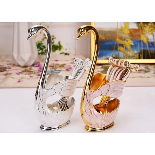 Funny Swan spoon and fork set tableware dinnerware for fruit desserts Home decoration