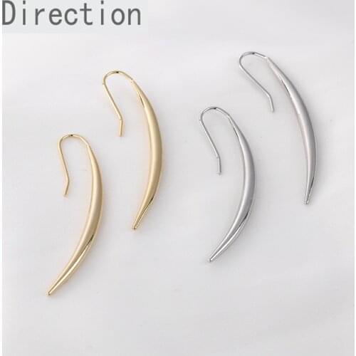 Advanced sense personality wolf tooth water drop crescent exaggerated long hook earrings DIY Earrings accessories