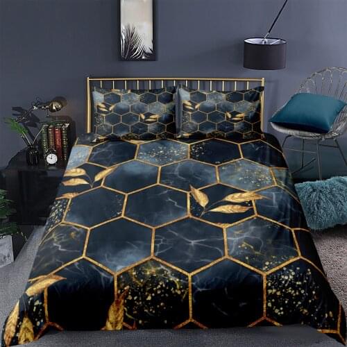 Luxury Honeycomb Bedding Set Leaves Printed Duvet Cover Soft Quilt Cover 200x200 Single Twin Queen King Fashion Home Textiles