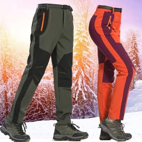 Outdoor Waterproof Hiking Pants Winter Men Women Softshell Trousers Warm Fleece Camping Trekking Cycling Pant Oversized Dropship