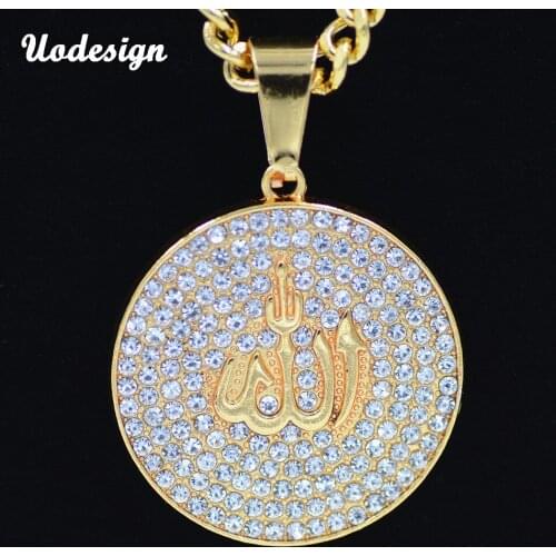 Uodesign Gold ColorsCrystal Allah Pendant Necklace Women Jewelry Middle East/muslim/islamic Arab Ahmed jewelry