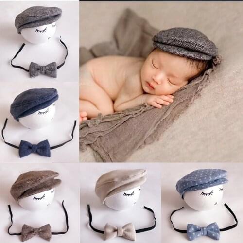 Crochet Baby Hat And Tie Handmade Newborn Photography Props Baby Cap Beanie Baby Hat Fotografia Clothes