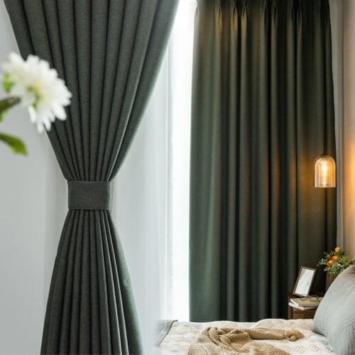 Nordic Minimalist Curtains for Living Dining Room Bedroomfull Blackout Curtain Linen Thickened Bay Window Shade Curtains