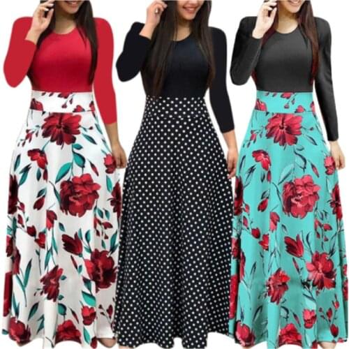 Women Floral Print Stitching Flower Casual Long Party Dress Vestidos Bodycon Elegant Sexy Woman Maxi Dress Femme 2021 Plus Size