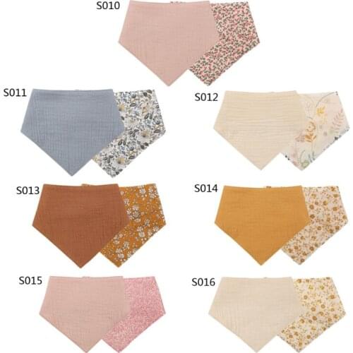 1 Pc Cotton Bandana Baby Double Side Floral Print Bibs Feeding Smock Infant Burp Cloths Saliva Towel Baby Eating Accessory