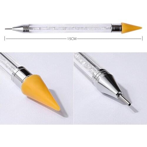 1pc Dual-ended Dotting Pen Rhinestone Studs Picker Wax Pencil Crystal Beads Handle Nail Art Tool