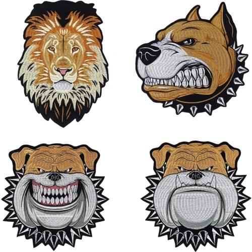 1pc Cool Bull Dog Patches Iron on Sewing Fabric Sticker for Clothes Jacket Badge Embroidered Appliques DIY Craft P135