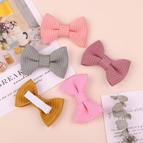 1Piece Solid Color Ribbon Bows Hairpins Handmade Safety Hair Clips For Cute Girls Boutique Barrettes Kids Hair Accessories Gifts