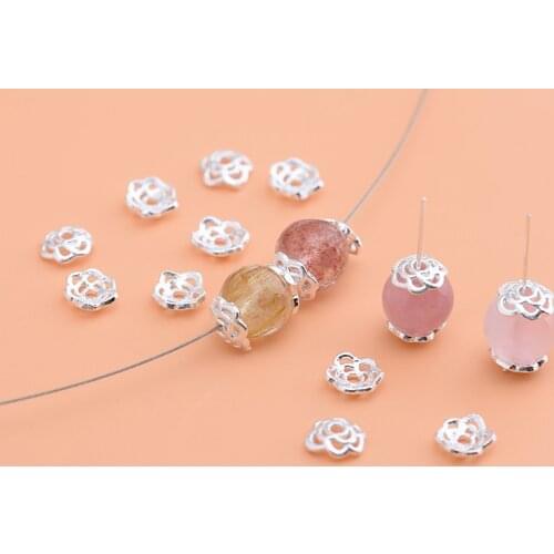 10PCS925 sterling silver DIY material accessories, rose bracket spacer, handmade beaded material crystal bracelet accessories