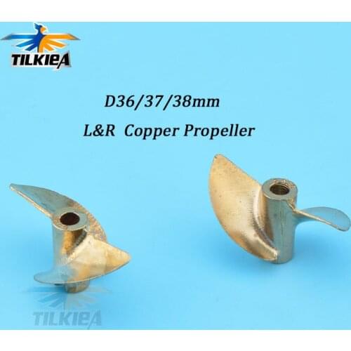 Rc Boat Propeller 2 Blades Prop Iridium Copper Propeller Left / Right Diameter 36/37/38mm Propeller For 4mm Boat Shaft