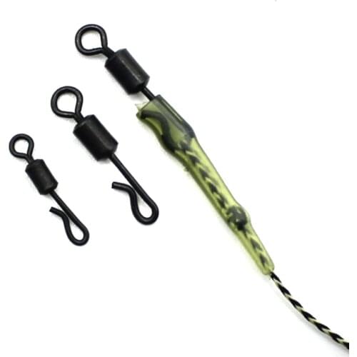 20PCS Carp Fishing Quick Change Rolling Swivel Carp Rig Solid Ring Swivels Long Body Swivel Snap Connectors Fishing Accessories