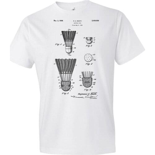 2019 Fashion 100% cotton T shirt Badmintons Shuttle T-Shirt Patent Art Gift Badmintons Shirt Shuttlecock Tee shirt