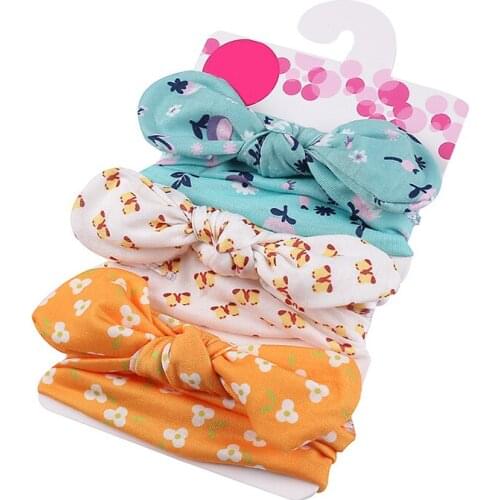 3Pcs/Set Baby Hair Band Set Newborn Baby Girl Bow Elastic Headbands Rabbit Ears Turban Kids Headware Baby Hair Accessories