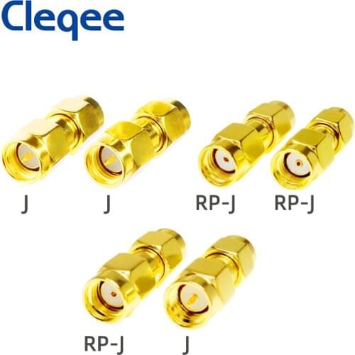 Cleqee 50pcs 100pcs SMA Male to RP SMA Male Connector Straight Gold Plated SMA Adapter for Antenna Connection