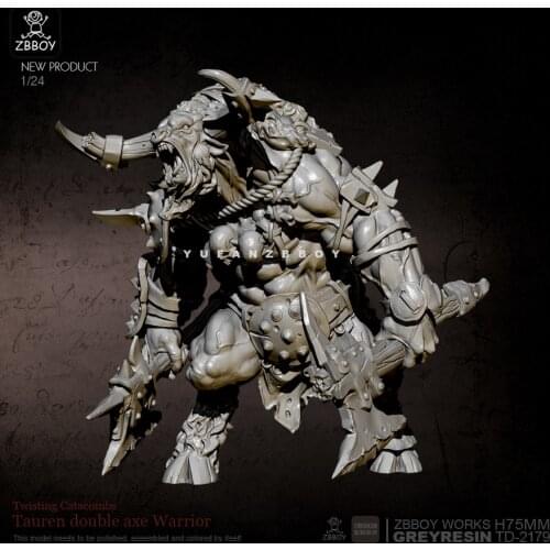 75mm Resin Figure Kits Minotaur double-axe warrior resin model Self-assembled TD-2179