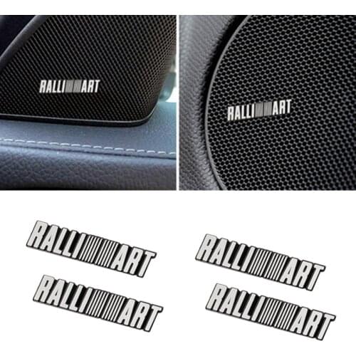 For Mitsubishi RalliArt asx lancer accessories car styling 3D aluminum speaker stereo speaker badge emblem Sticker 4pcs
