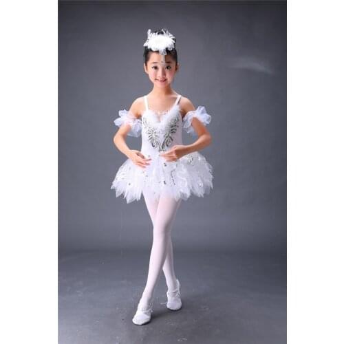 New White Diamond Ballet Dress Children Swan Lake Ballet Costume Girls Tutu Ballet Leotard Dancewear Ballet Costumes Kids TB