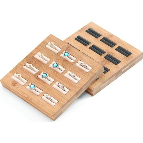 12 Grids Bamboo Rings Display Jewelry Display Stand Holder Showcase Organizer Jewelry holder Jewelry Organizer 16*16*2cm