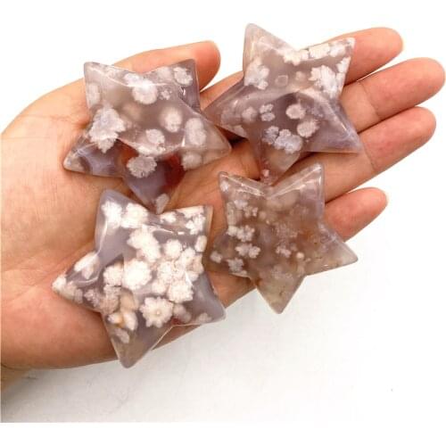 Big Size Natural Sakura Agate Crystals Stars Shaped Healing DIY Polished Stone Gemstone Decoration Natural Quartz Crystals