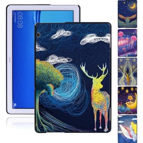 Paint Pattern Tablet Case For Huawei MediaPad M5 Lite 10.1"/M5 10.8"/T5 10 10.1"/T3 8.0"/T3 10 9.6" Anti-Fall Plastic Back Shell