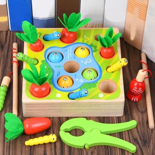 Wooden Toys Children Educational Toy Carrot Harvest Wooden Assorted