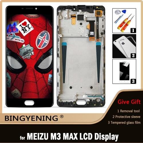Original For MEIZU M3 MAX LCD Display Screen Touch Digitizer Assembly For 6.0 inch MEIZU M3MAX With Frame Replace