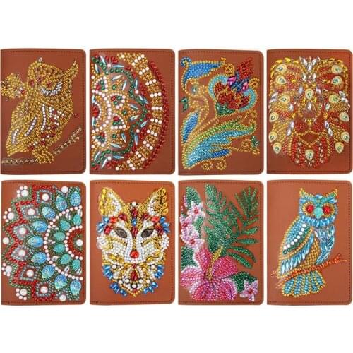 DIY Diamond Passport Protection Cover Special Shape Diamond Painting Travel PU Leather Passport Cover Embroidery Christmas Gifts