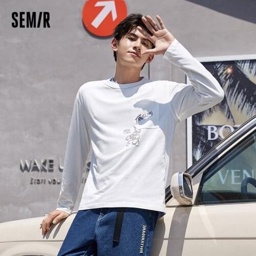 SEMIR Long Sleeve T-Shirt Men Pure Cotton Autumn 2021 New Trend White T MenS Creative All-Match Top