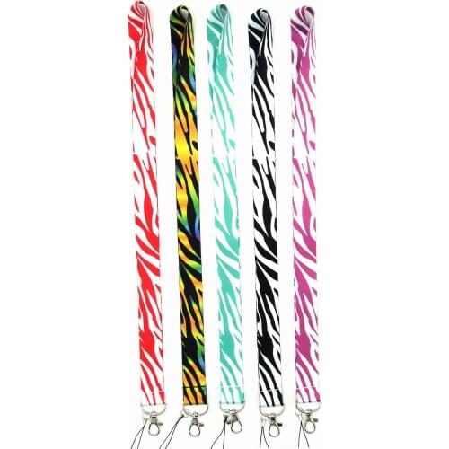 Hot 100 Pcs Zebra stripe key lanyards id badge holder keychain straps for mobile phone Free Shipping Wholesale