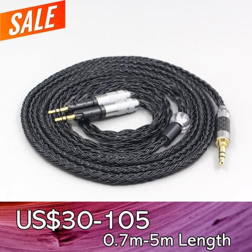 LN007473 6.35mm 4.4mm 2.5mm 16 Core 7N OCC Black Braided Earphone Headphone Cable For Audio-Technica ATH-R70X