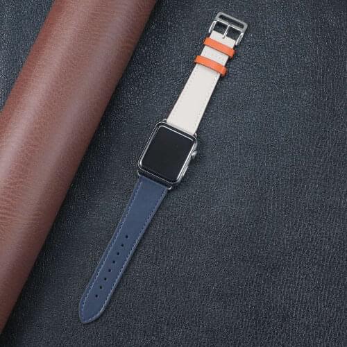 Leather band for Apple watch strap 44mm 40mm 38mm 42 mm iWatch series 6 se 5 4 3 Single tour bracelet Apple watch Leather strap