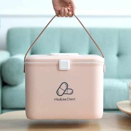 1Pcs Medicine Chest Plastic 2019NEW Quality Household Box Family Portable Drug Storage Dorm Room Student Multi-layer First Aid