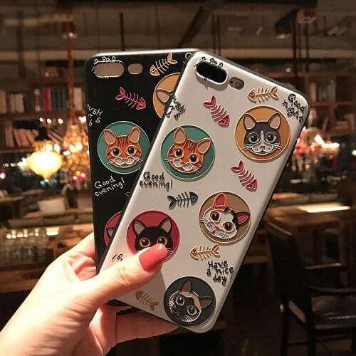 Cute Embossed Cat Corgi Fox Phone Case for iPhone 7 8 Plus X XSMAX XR 11 12ProMax Capa Cartoon Flower Soft Back Cover Coque