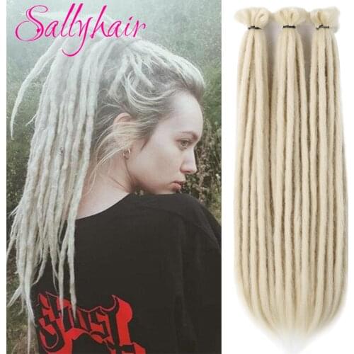 Sallyhair Soft Handmade Dreadlock Crochet Braiding Hair Blonde Colored Synthetic Braids Hair Dreadlocks Faux Locs Dread Locs