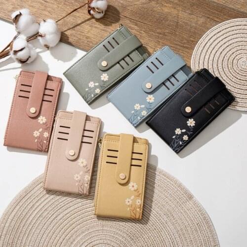 New Soft Leahter Super Thin Wallet Women Many Card Holder Female Purses Floral Credit Card Wallet Ladies Zipper Coin Purse