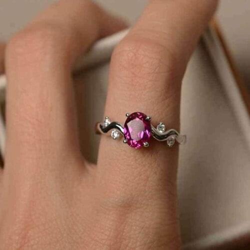 Oval Elegant Rings Gifts Wedding Jewelry Cut Size 6-10 Women Wave little fresh womens ring