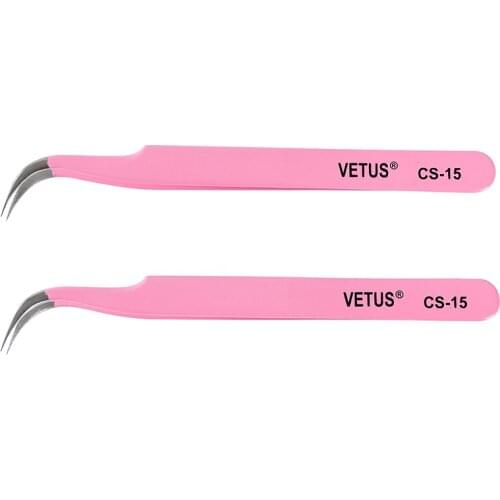 5pcs/Lot Vetus CS Series Eyelash Tweezers Stainless Steel Makeup Tools Nails Decoration Picker Pink Color