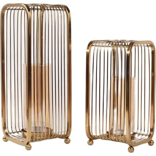 Nordic Luxury Metal Vase Candle Holder Gold Large Vase Decoration Accessories Glass Vases Modern Home Decor Wedding Decoration