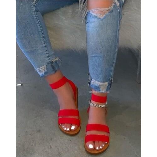 Casual all-match slippers Spring/summer new hot sale 2021 double-layer stretch cloth candy color outdoor beach women sandals