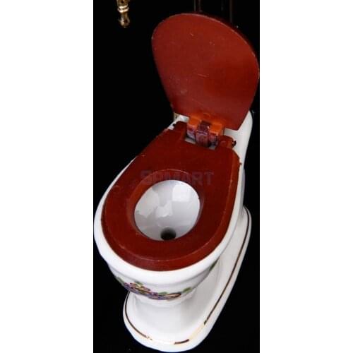 SPMART Vintage Victorian Style Bathroom Porcelain Toilet Dollhouse Miniature