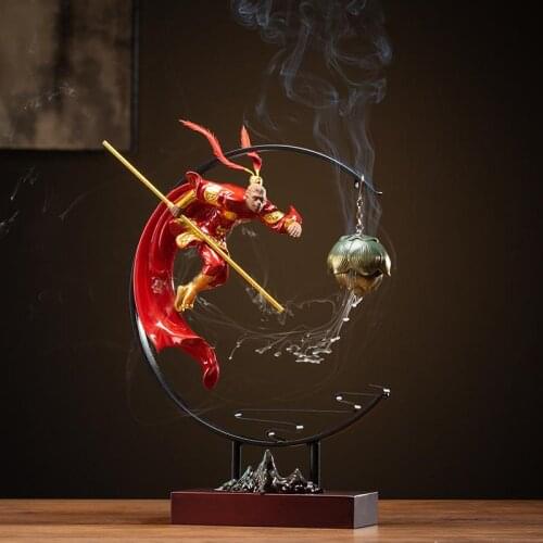 Sunwukong Ceramic Backflow Incense Burner Chinese Creative Home Decor Wukong Incense Censer Qitian Dasheng Zen Incense Holder