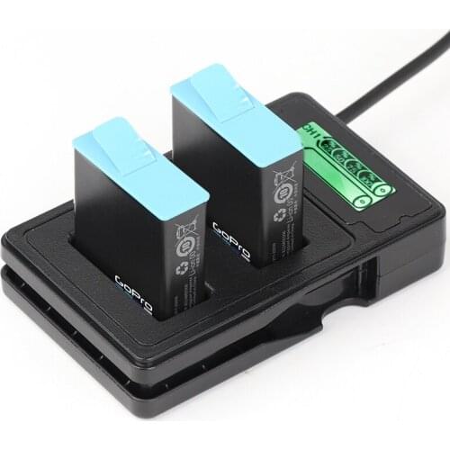 In Stock 2 Channel Battery Charger for GoPro HERO 9 Black with Type C Charging Cable 2-channel Battery LCD Charger
