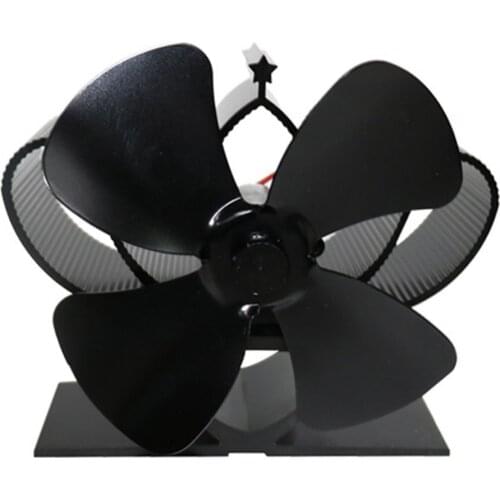 Black Fireplace 4 Blade Thermal Heat Powered Pellet Stove Fan Oven Wood Burner Eco Fan Tools for Decorative Accessories Portal