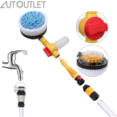 AUTOUTLET 130BAR/1885PSI Rotating Pole Wash Brush Vehicle Cleaning Brush Sponge Cleaner Hose for Car Watering Washing Window