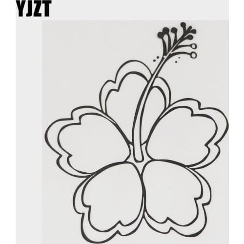 YJZT 12CM×14CM Pretty Plant Hibiscus Flowers Vinyl Car Sticker Decal Black/Silver 18B-0201
