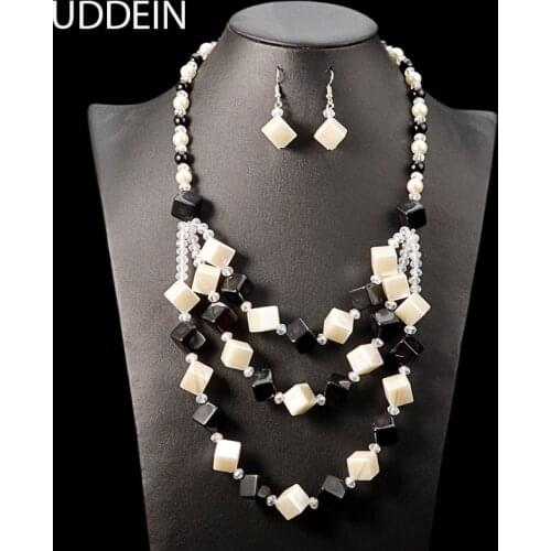 UDDEIN African beads jewelry sets Handmade Square Resin Gem Bib beads Necklace & Pendant Nigerian Wedding Indian Jewelry Sets