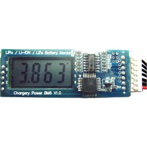 CHARGERY BM6 LCD Display Battery Monitor Alarm Warning Circuit Board Indicator Module 2S 3S 4S 5S 6S Li-ion LiPo LiFe Pack Cell