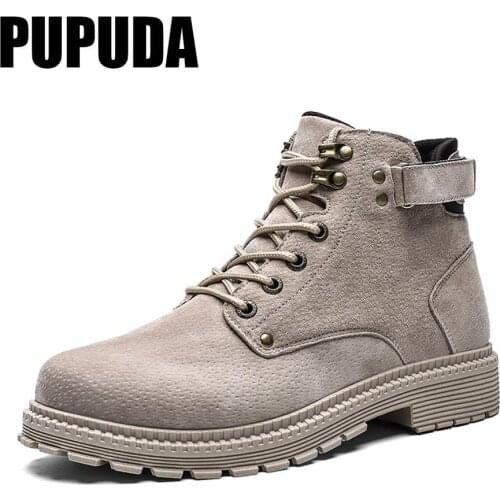 PUPUDA Winter Warm Shoes boots Men Casual Outdoor Boots Lac-up Tooling Military Breathable Boots