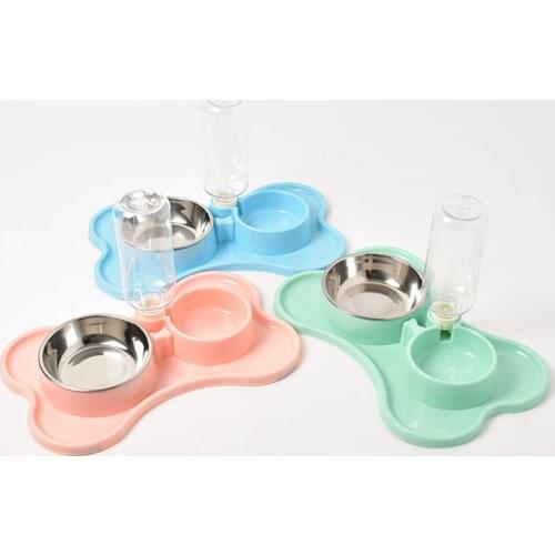 1Pcs Automatic Pet Feeder Water Dispenser Cat Dog Drinking Bowl Dogs Feeder Dish Cat Feeding Watering Supplies Double Pet Bowls